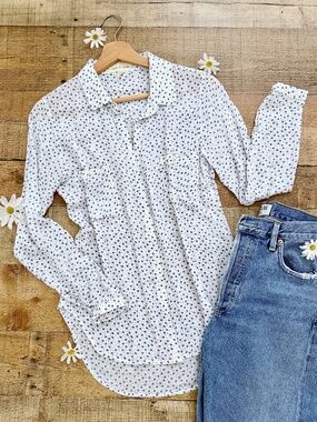 Cloth + Stone Floral Button-Up Shirt - Lightweight White, Navy Floral